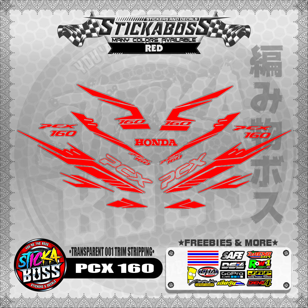 【PREMIUM UV PRINT】TRANSPARENT PCX 160 STICKER DECALS ( 001 TRIM STRIPPING )【WITH FREEBIES】