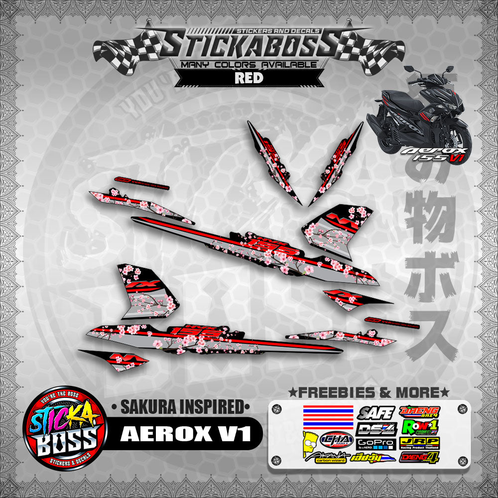 AEROX V1 STICKER DECALS ( SAKURA INSPIRED )【WITH FREEBIES】