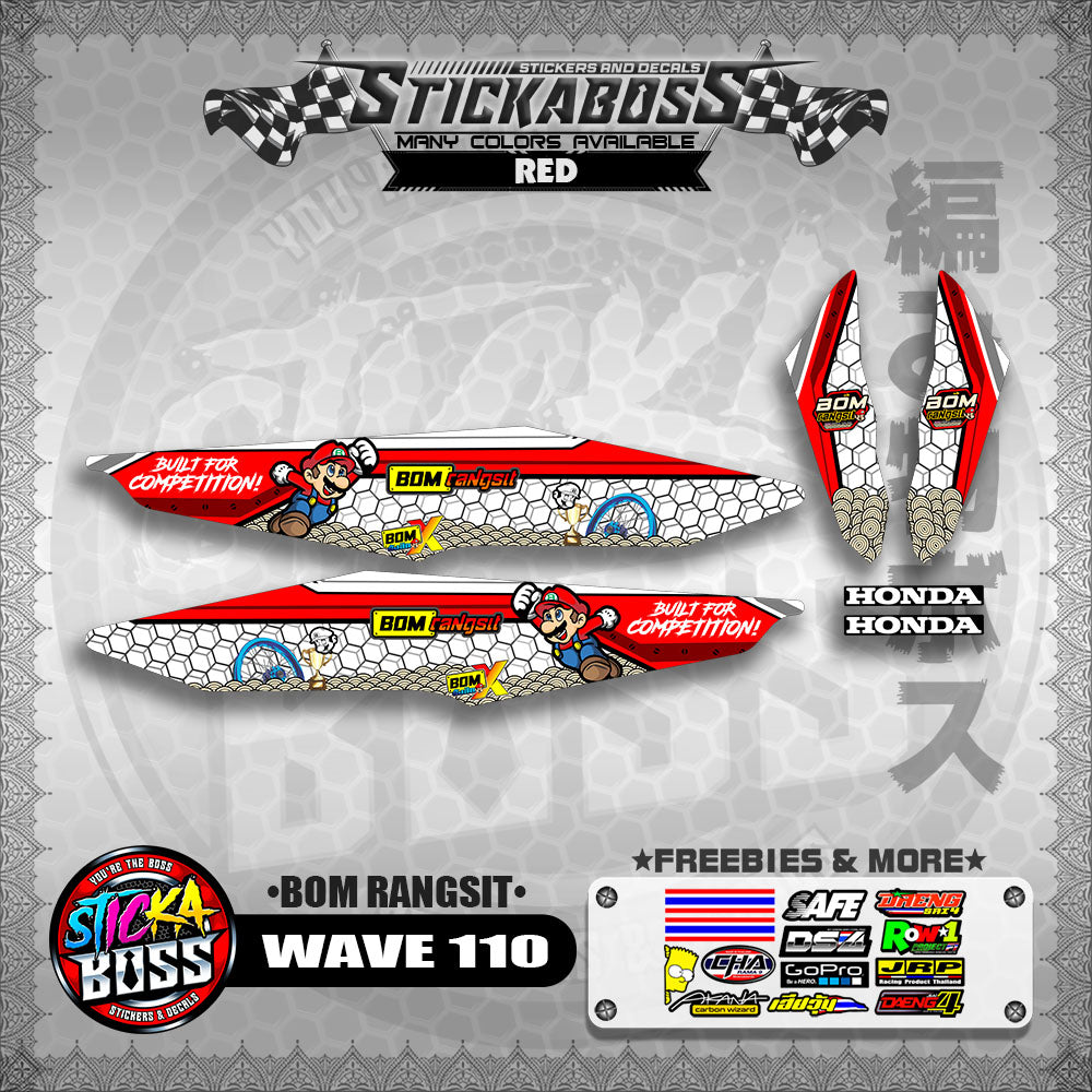WAVE 110 DECALS ( BOM RANGSIT )【WITH FREEBIES】