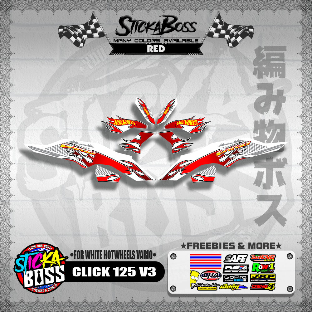 CLICK 125 V3 DECALS ( FOR WHITE HOTWHEELS VARIO )【WITH FREEBIES】