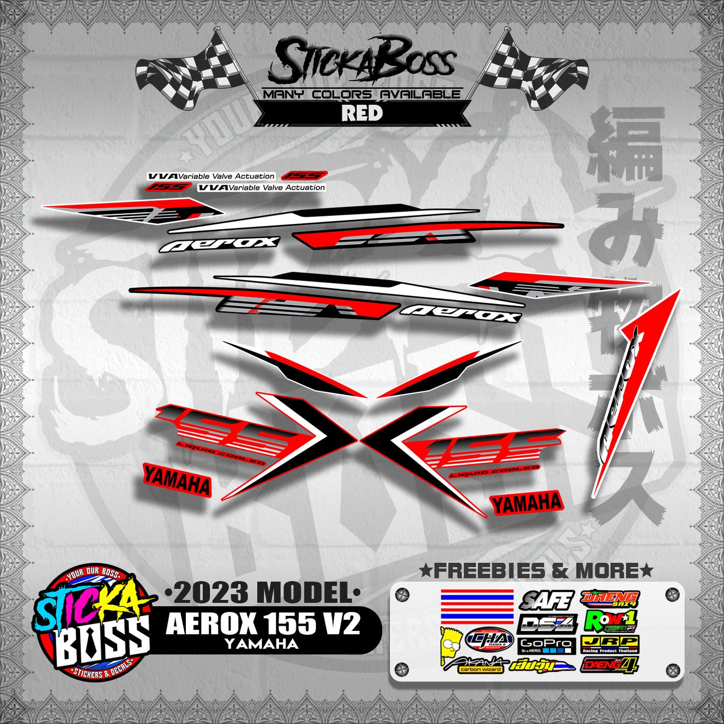 AEROX 155 V2 2023 STOCK DECALS ( 2023 MODEL )【WITH FREEBIES】