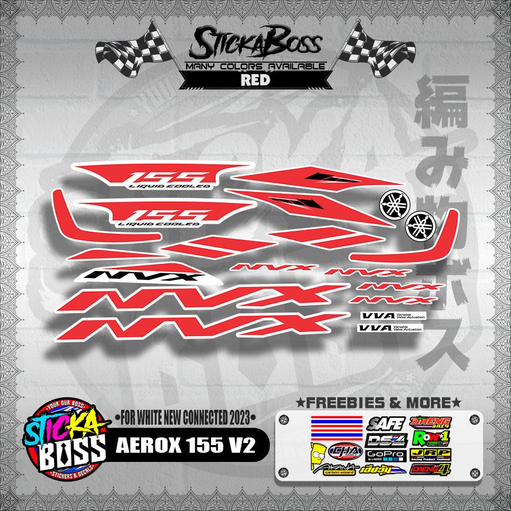 AEROX 155 V2 DECALS ( FOR WHITE NEW CONNECTED 2023 )【WITH FREEBIES】
