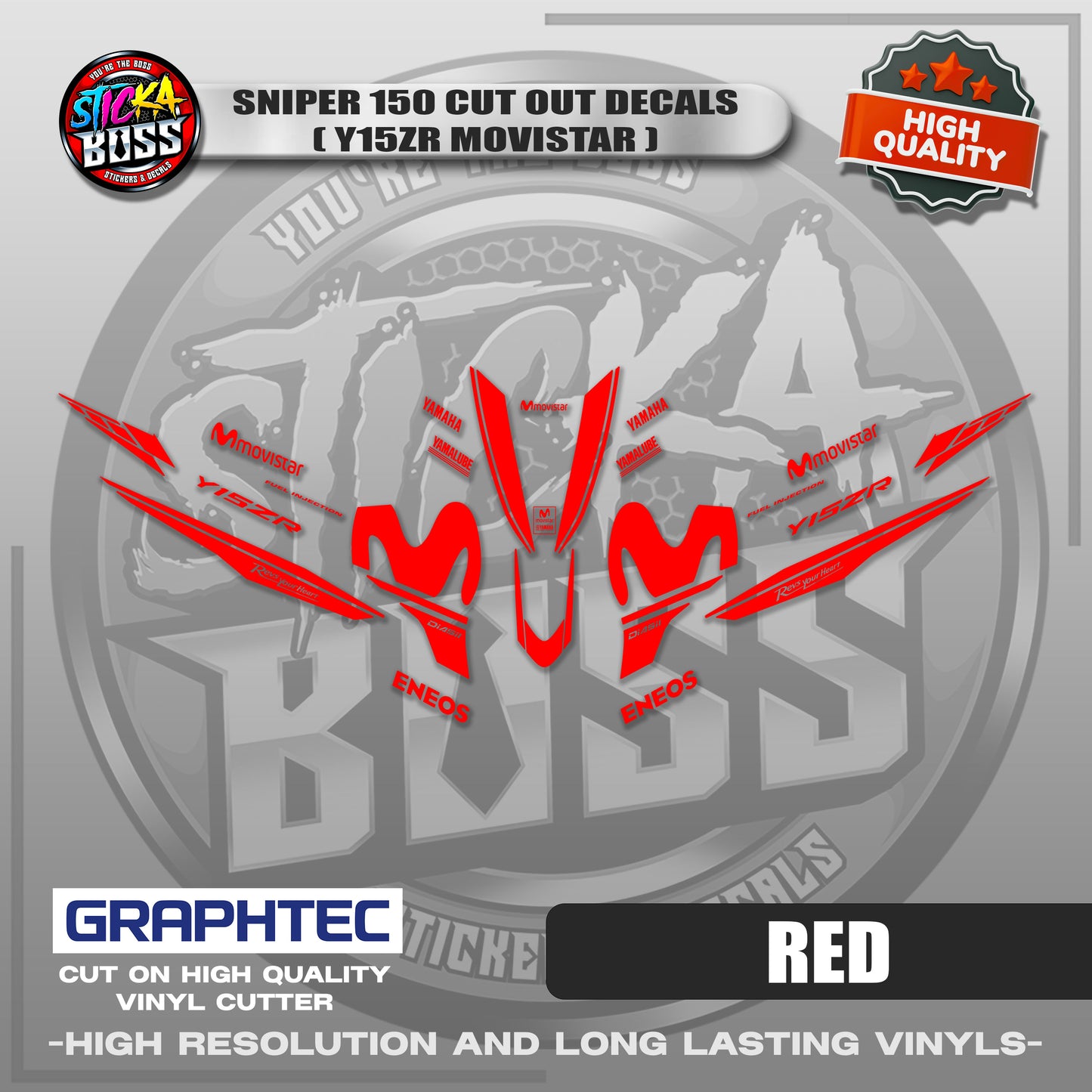 SNIPER 150 CUT OUT DECALS ( Y15ZR MOVISTAR ) | VINYL WATERPROOF CUT-OUT STICKER DECALS