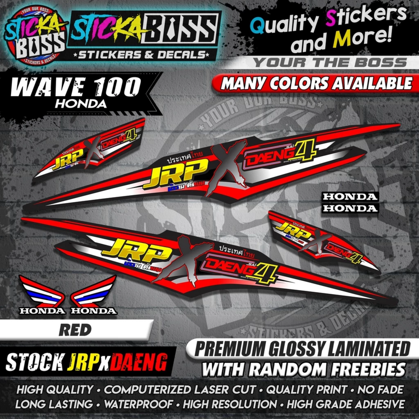 HONDA WAVE 100 Thai Decals ( Stock JRP x DAENG )【WITH FREEBIES】