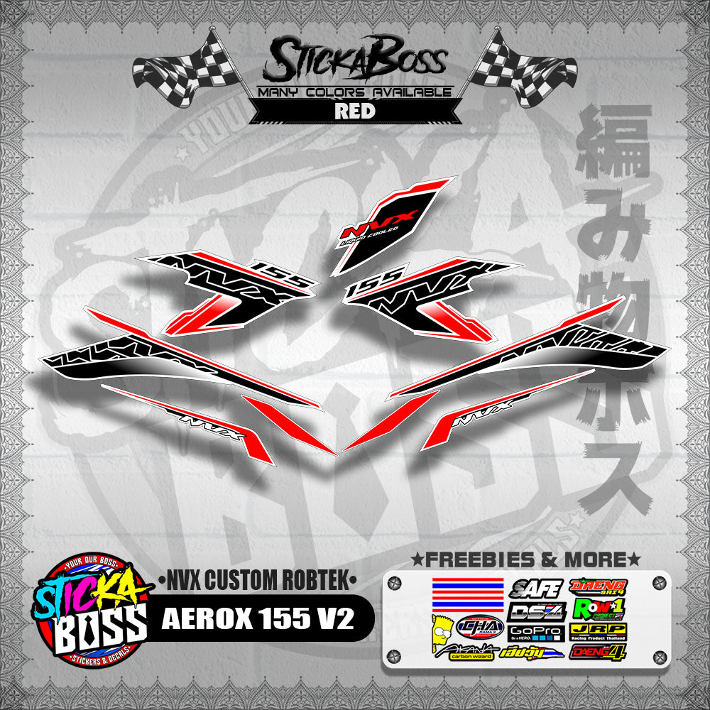 AEROX 155 V2 DECALS ( NVX CUSTOM ROBTEK )【WITH FREEBIES】