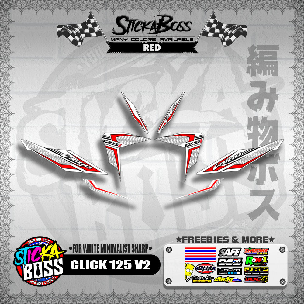 CLICK 125 V2 DECALS ( FOR WHITE MINIMALIST SHARP )【WITH FREEBIES】