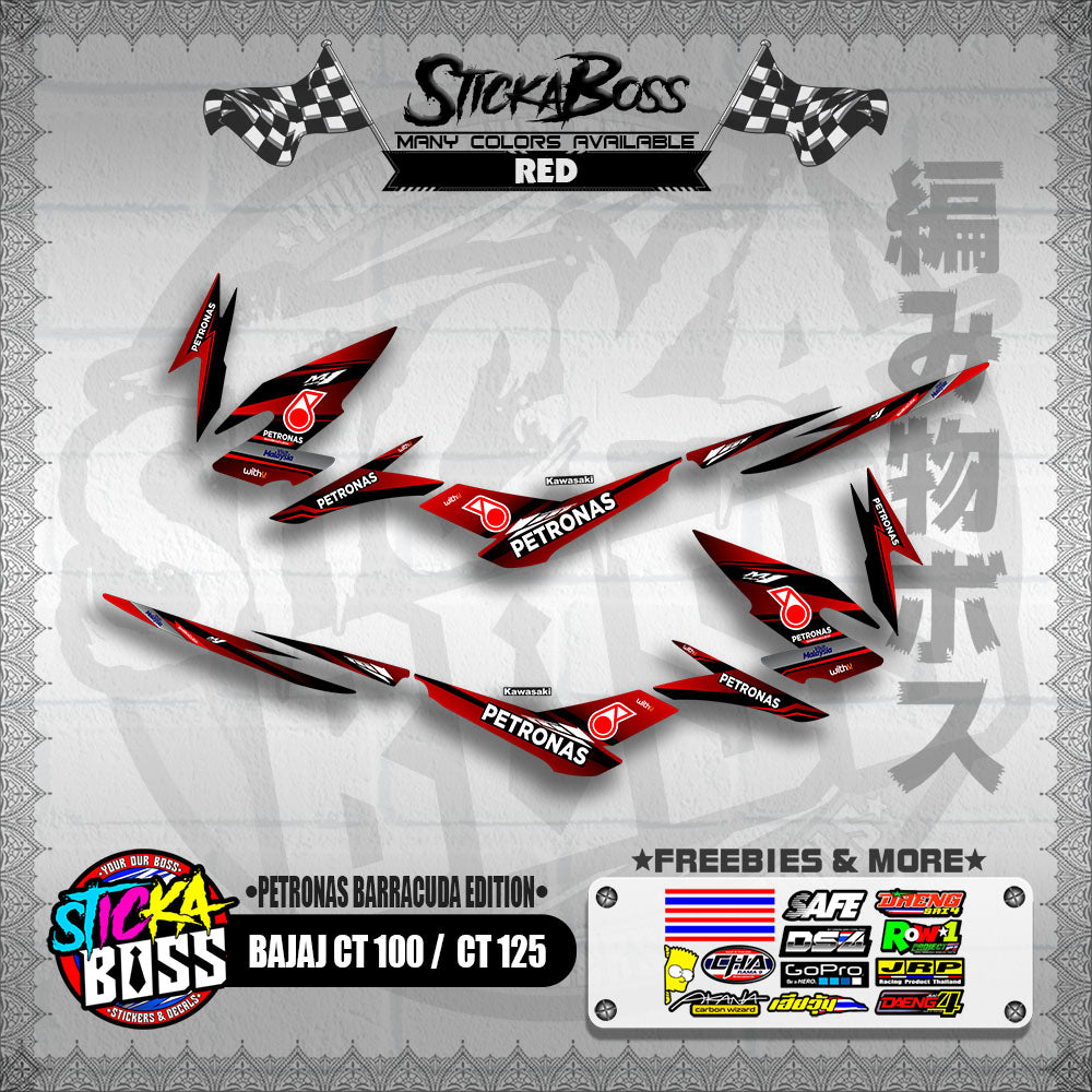 BAJAJ CT 100 / CT 125 DECALS ( PETRONAS BARRACUDA EDITION )【WITH FREEBIES】