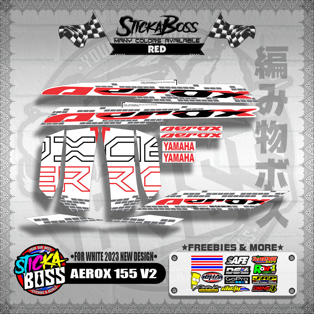 AEROX 155 V2 MALAYSIAN DECALS ( FOR WHITE 2023 NEW DESIGN )【WITH FREEBIES】
