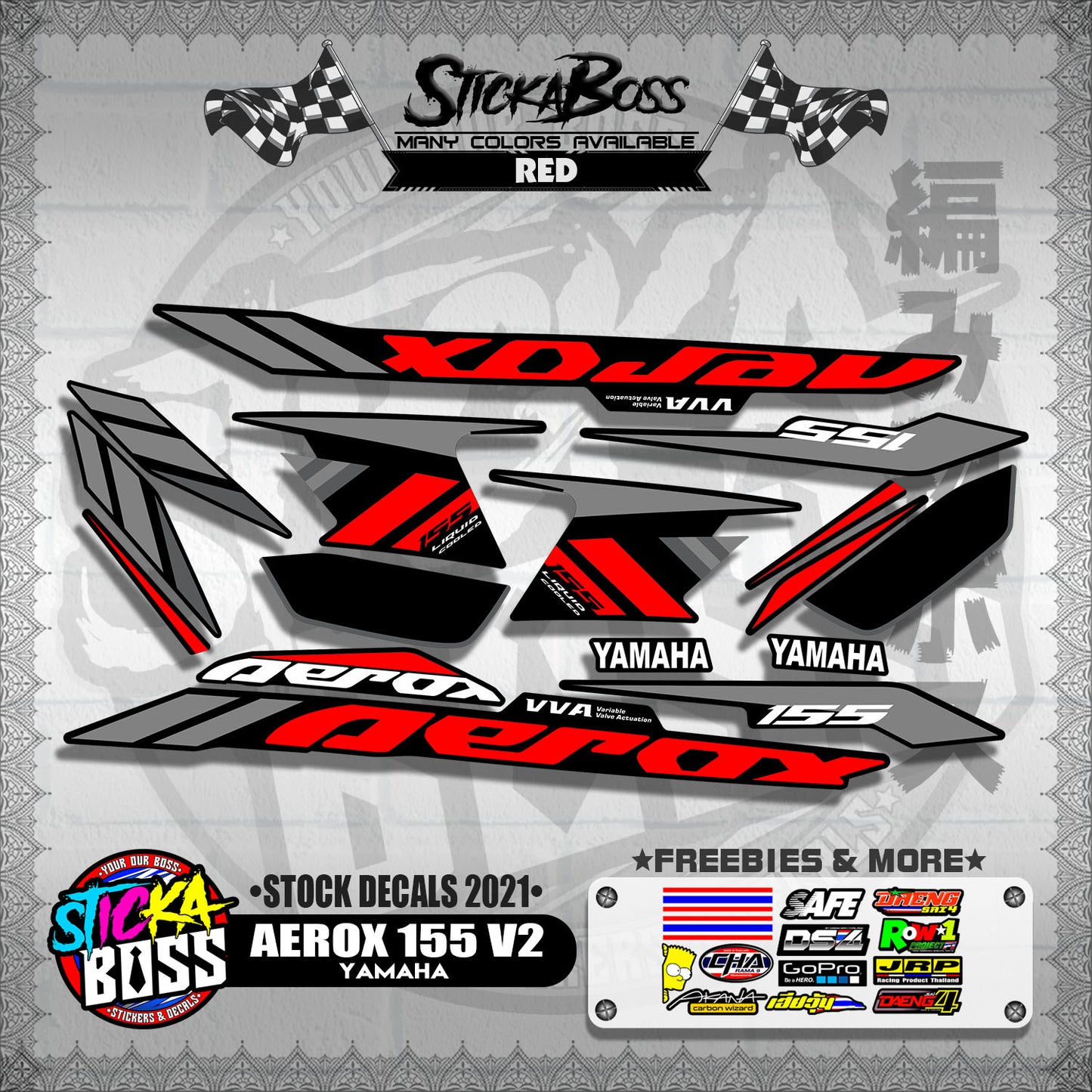 AEROX 155 V2 ( STOCK DECALS 2021 )【WITH FREEBIES】
