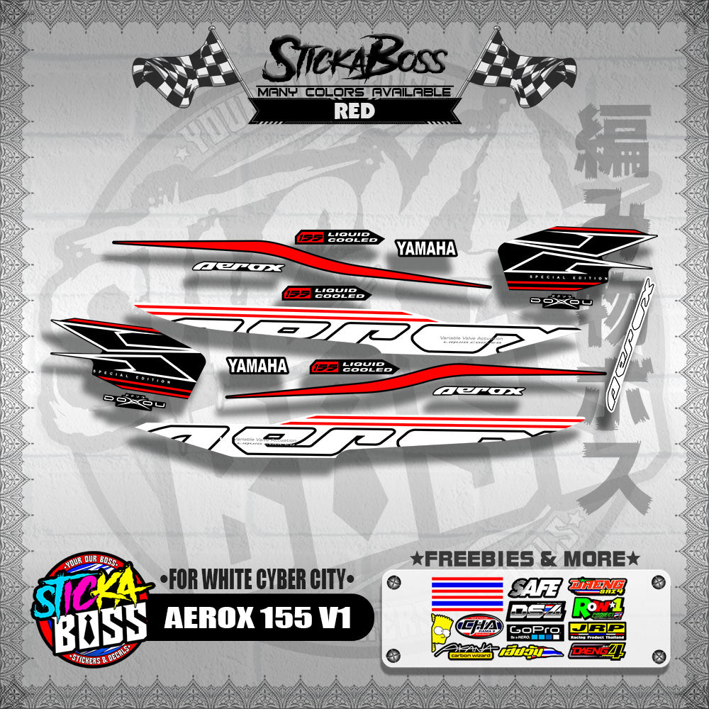 AEROX 155 V1 DECALS ( FOR WHITE CYBER CITY )【WITH FREEBIES】