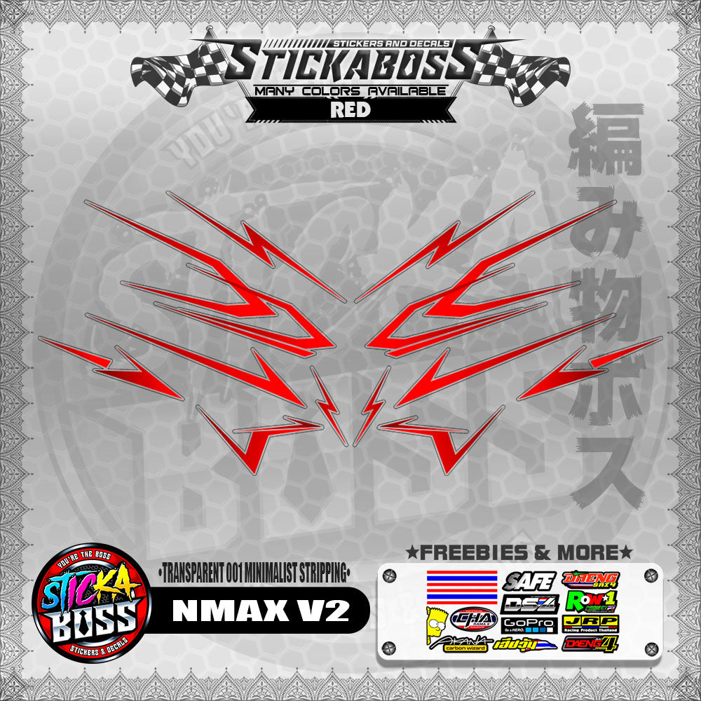 【PREMIUM UV PRINT】TRANSPARENT NMAX V2 STICKER DECALS ( 001 MINIMALIST STRIPPING )【WITH FREEBIES】