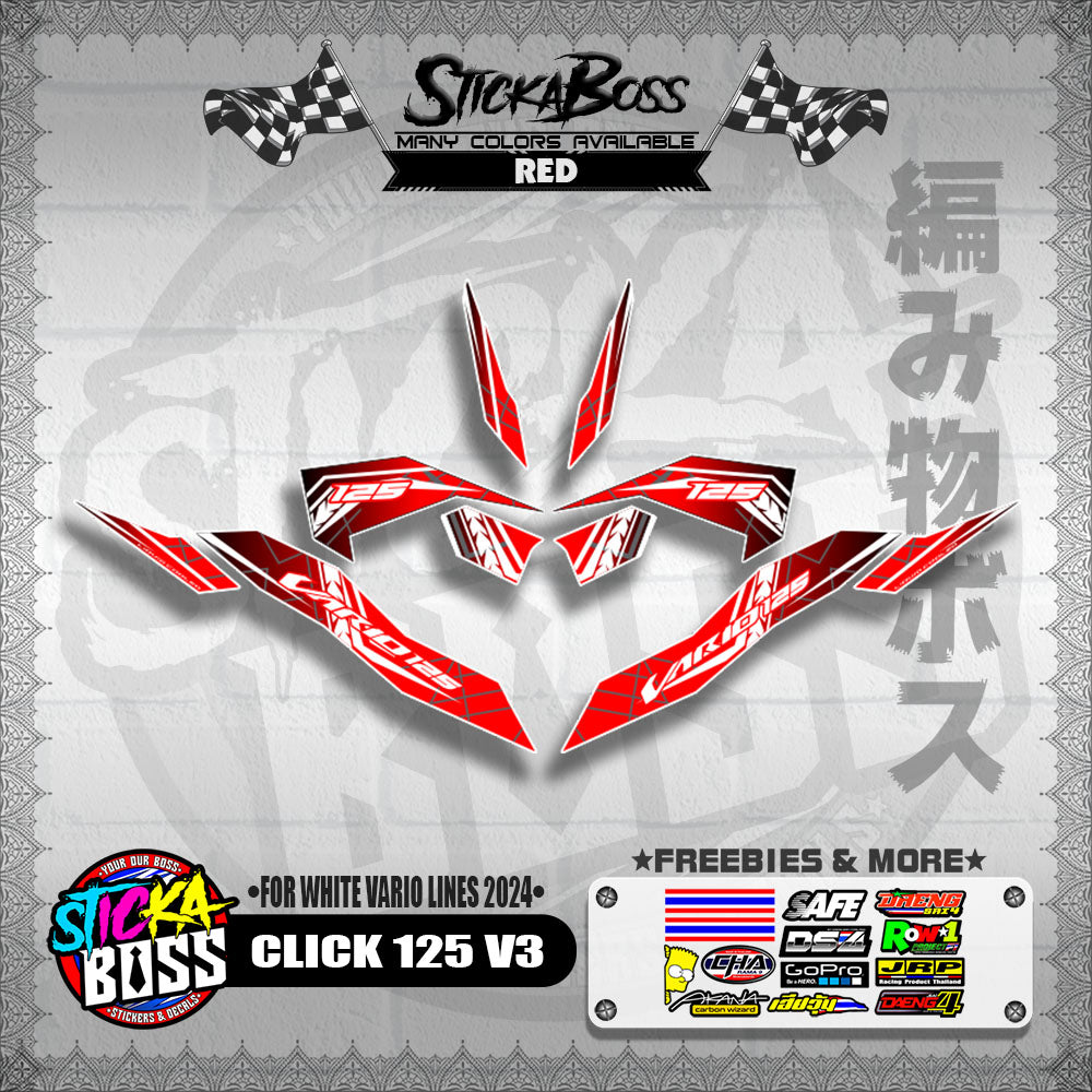 CLICK 125 V3 DECALS ( FOR WHITE VARIO LINES 2024 )【WITH FREEBIES】