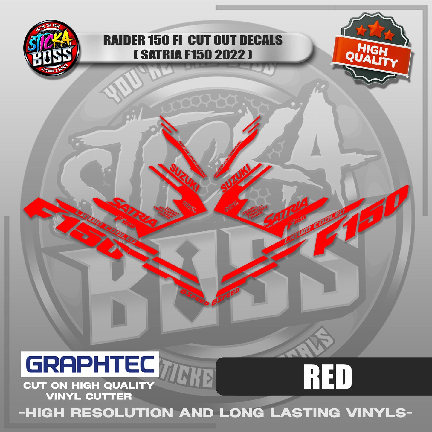 RAIDER 150 FI CUT OUT DECALS ( SATRIA F150 2022 ) | VINYL WATERPROOF CUT-OUT STICKER DECALS