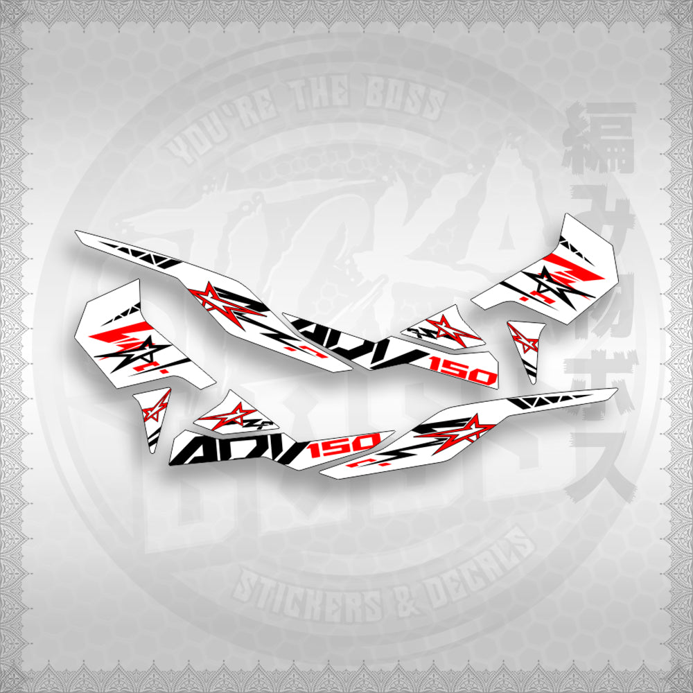 STICKER DECALS for ADV 150 (A150ALxOMINFOWH) By STICKABOSS (SOFIE LAMINATED WATERPROOF)