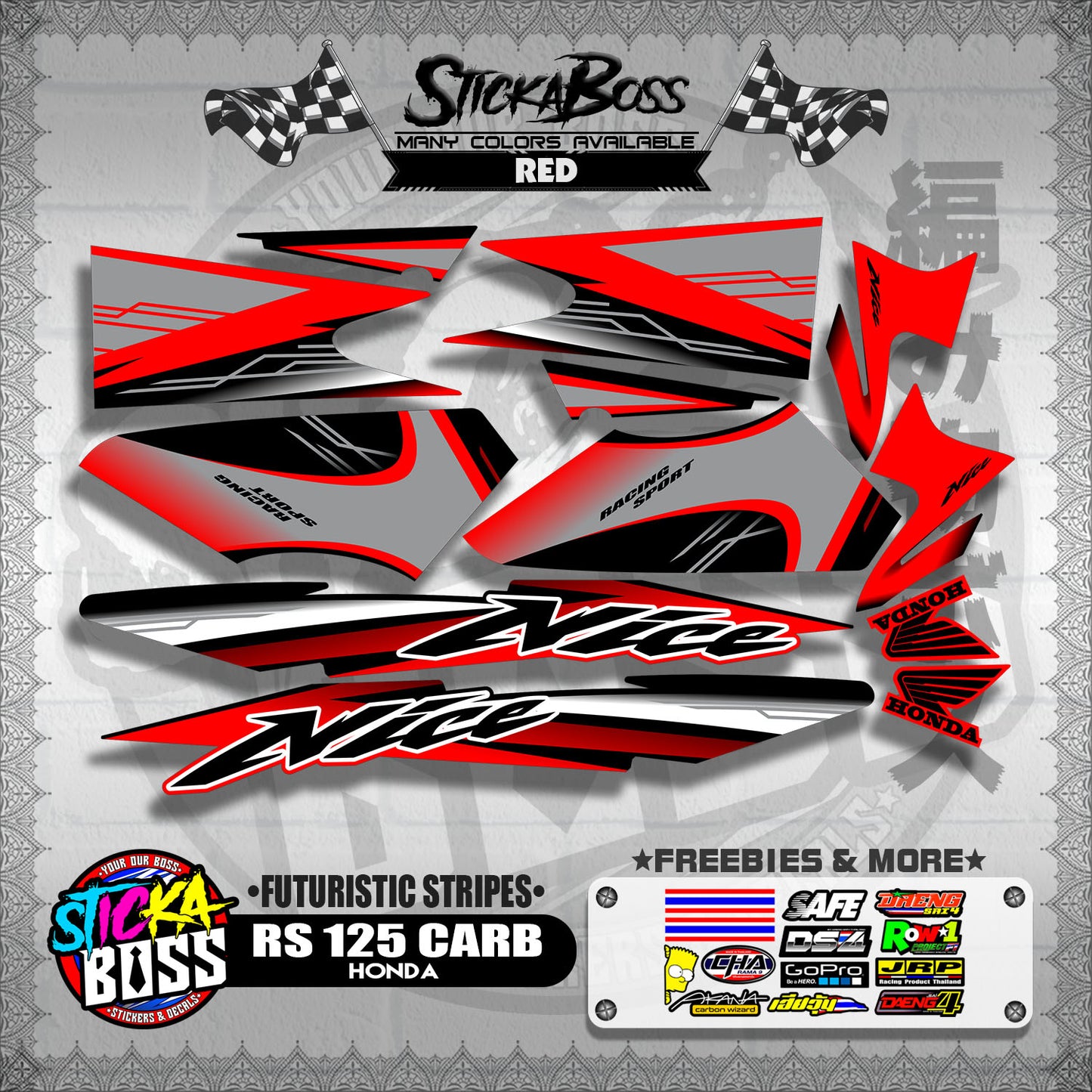 RS 125 THAI DECALS ( FUTURISTIC STRIPES )【WITH FREEBIES】
