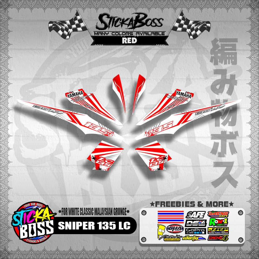 SNIPER 135 LC DECALS ( FOR WHITE CLASSIC MALAYSIAN GRUNGE )【WITH FREEBIES】