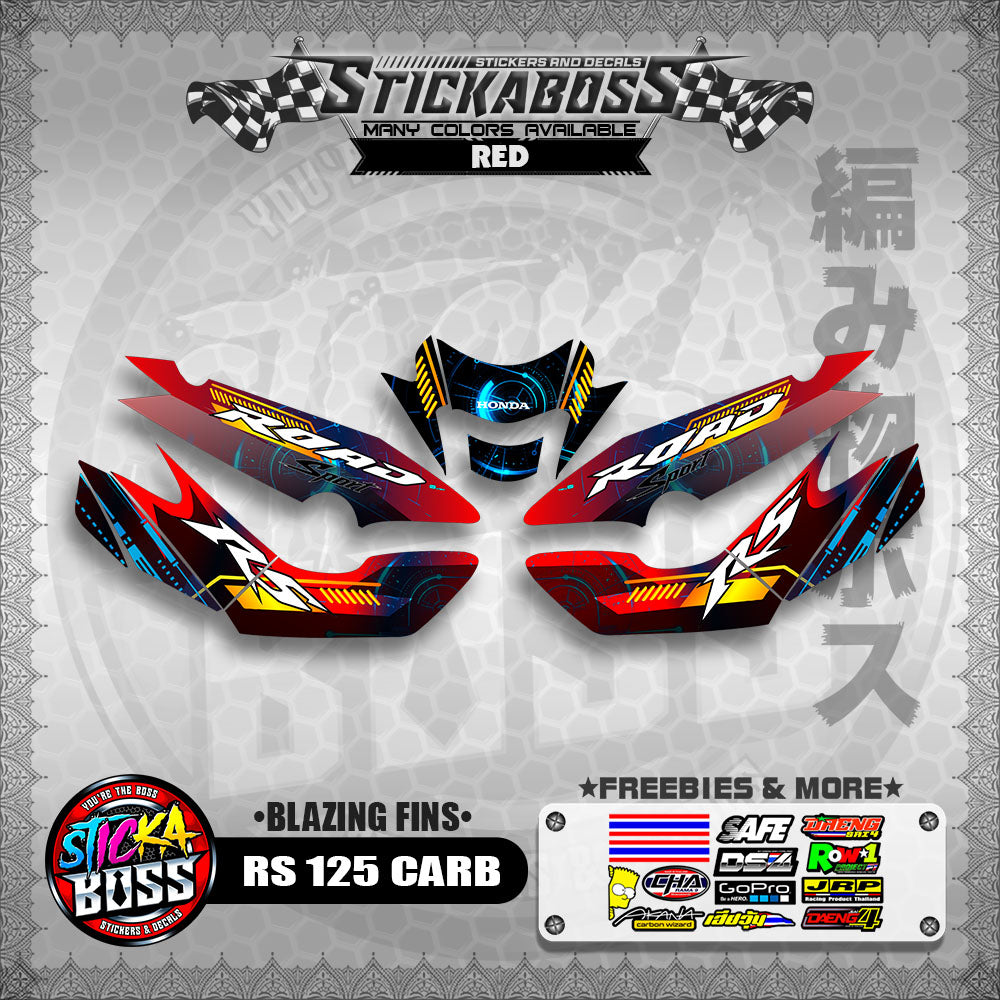 RS 125 CARB STICKER DECALS ( BLAZING FINS )【WITH FREEBIES】