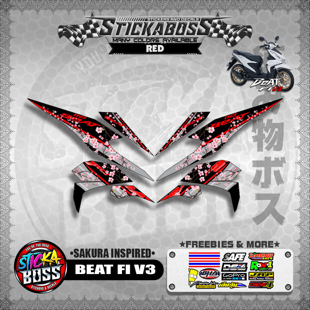 BEAT V3 STICKER DECALS ( SAKURA INSPIRED )【WITH FREEBIES】