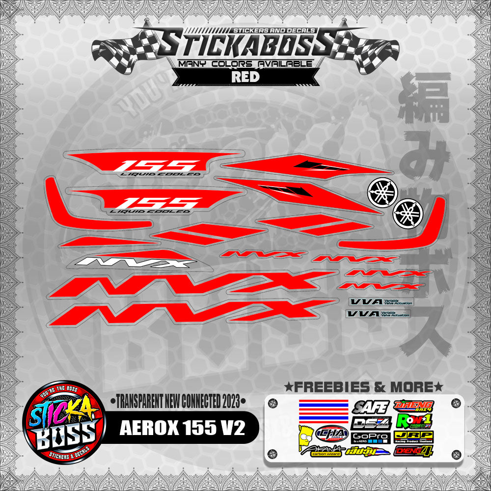 【PREMIUM UV PRINT】TRANSPARENT AEROX 155 V2 DECALS ( NEW CONNECTED 2023 )【WITH FREEBIES】