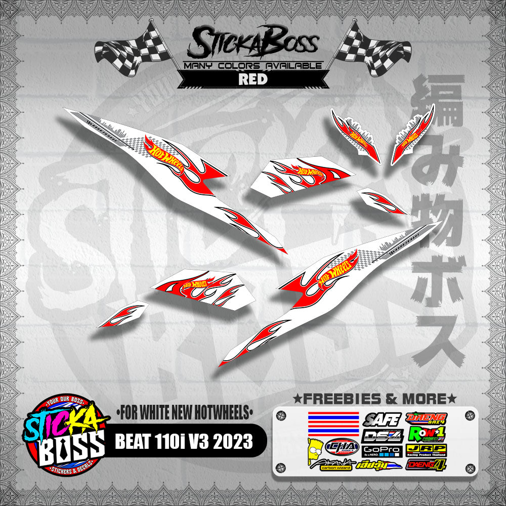 BEAT 110i V3 2023 DECALS ( FOR WHITE NEW HOTWHEELS )【WITH FREEBIES】
