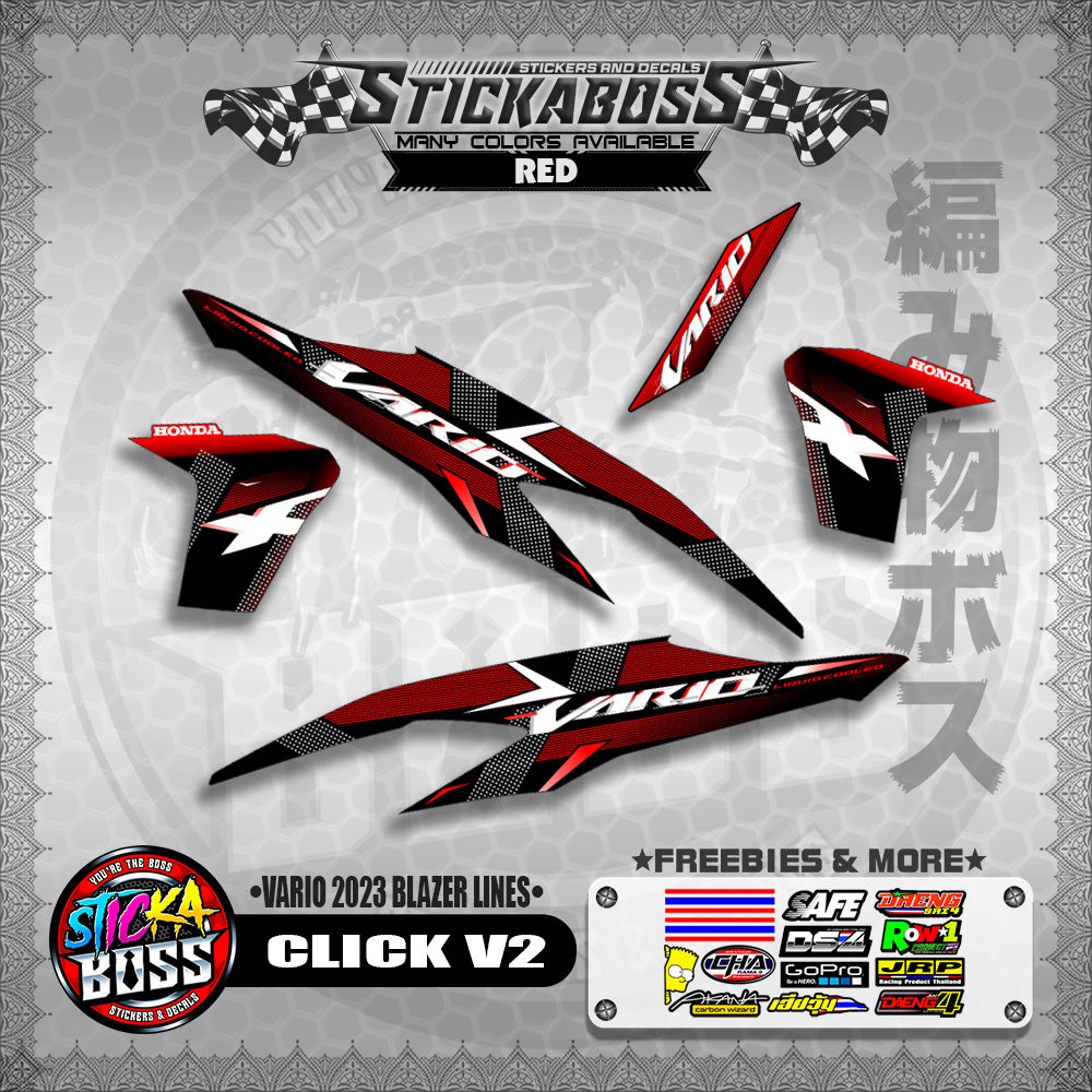 CLICK V2 STICKER DECALS ( VARIO 2023 BLAZER LINES )【WITH FREEBIES】