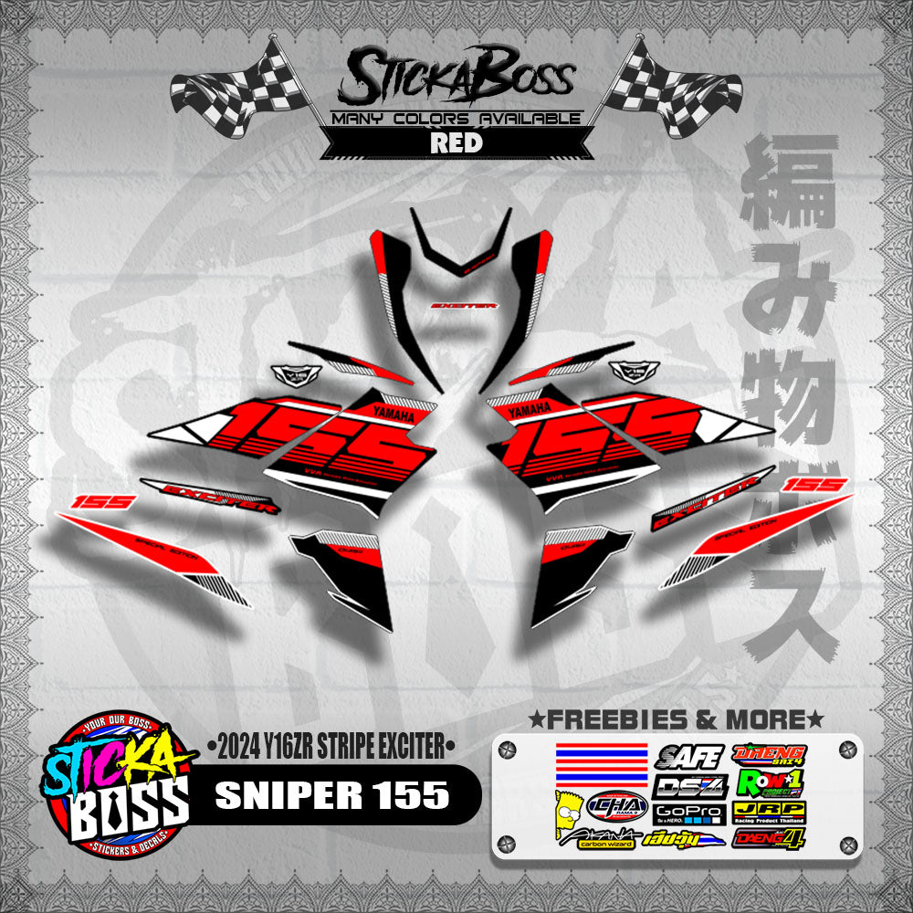 SNIPER 155 DECALS ( 2024 Y16ZR STRIPE EXCITER )【WITH FREEBIES】