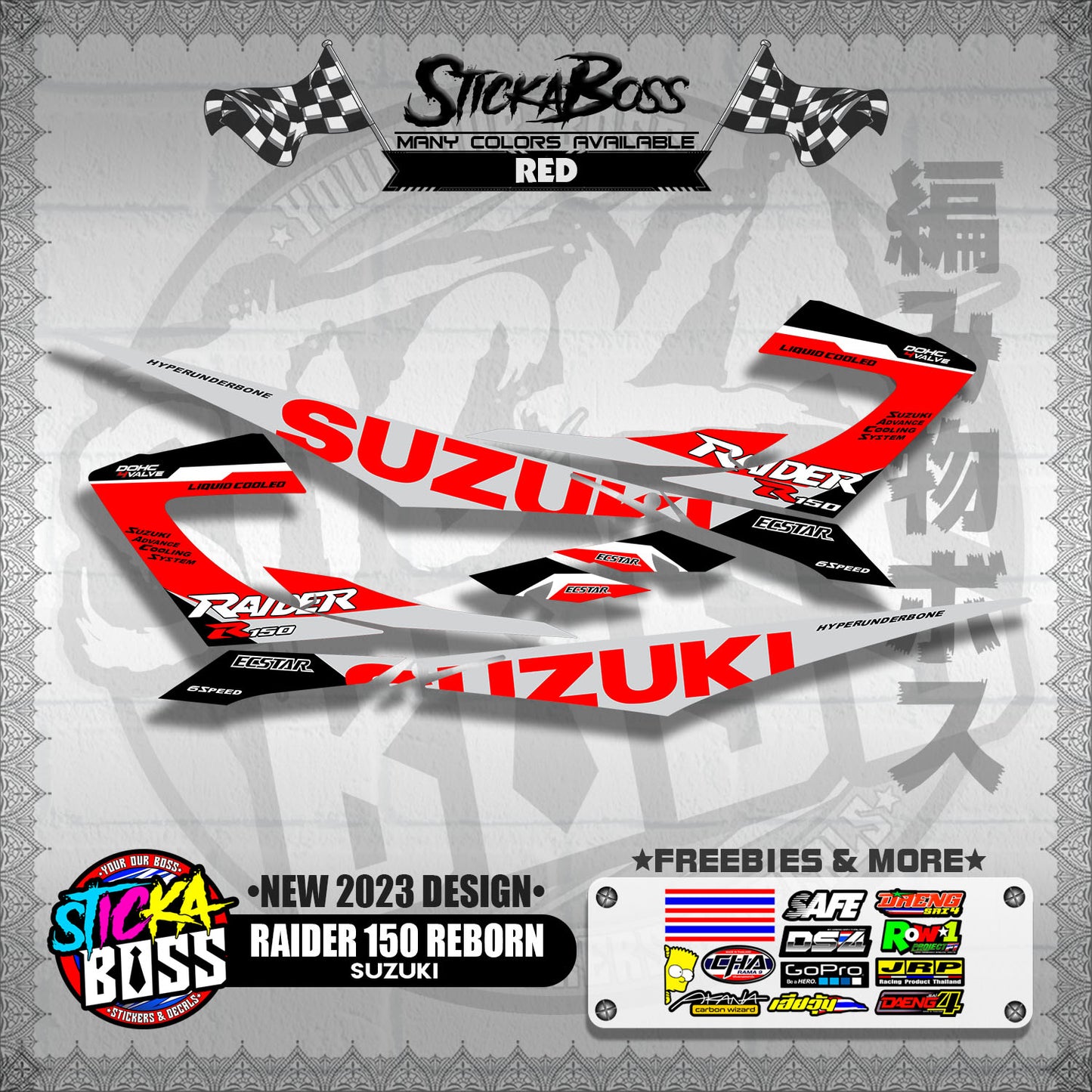 RAIDER 150 REBORN STOCK DECALS ( NEW 2023 DESIGN )【WITH FREEBIES】