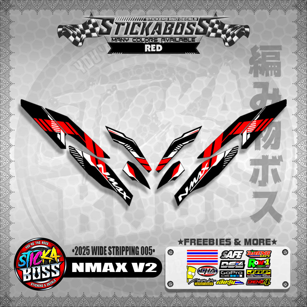 NMAX V2 INDO STICKER DECALS ( 2025 WIDE STRIPPING 005 )【WITH FREEBIES】