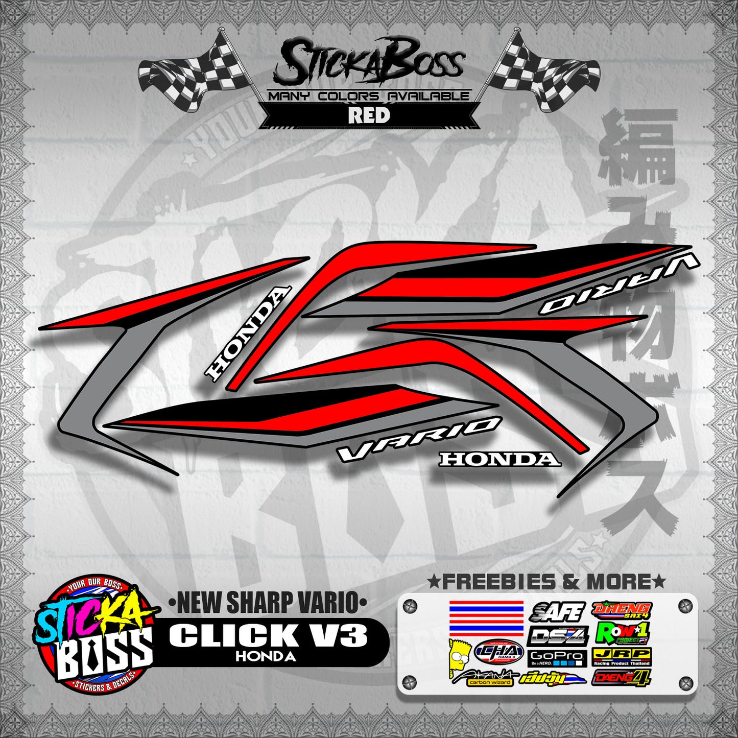 CLICK V3 DECALS ( NEW SHARP VARIO )【WITH FREEBIES】