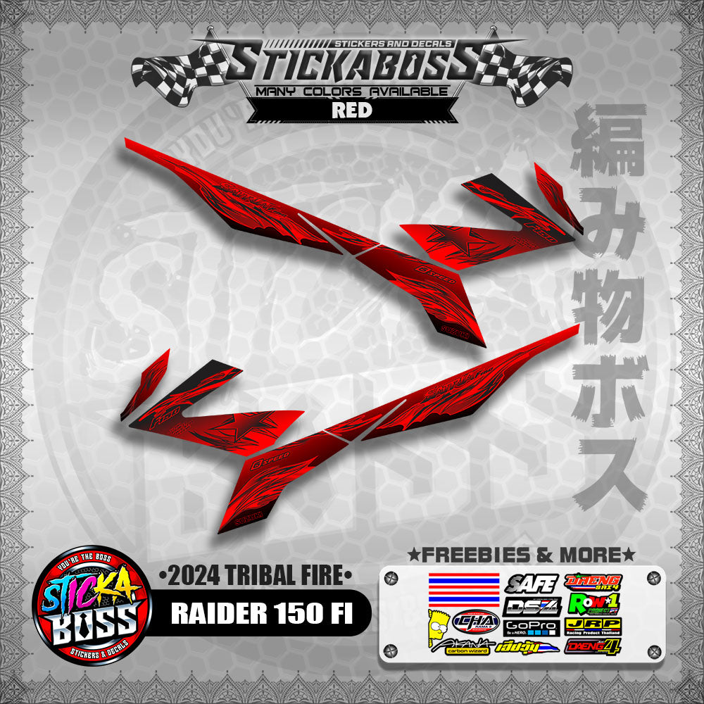 RAIDER 150 FI STICKER DECALS ( 2024 TRIBAL FIRE )【WITH FREEBIES】