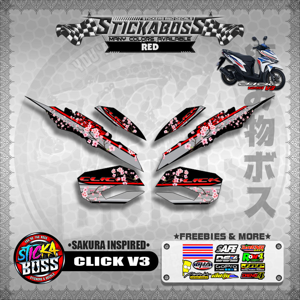 CLICK V3 STICKER DECALS ( SAKURA INSPIRED )【WITH FREEBIES】