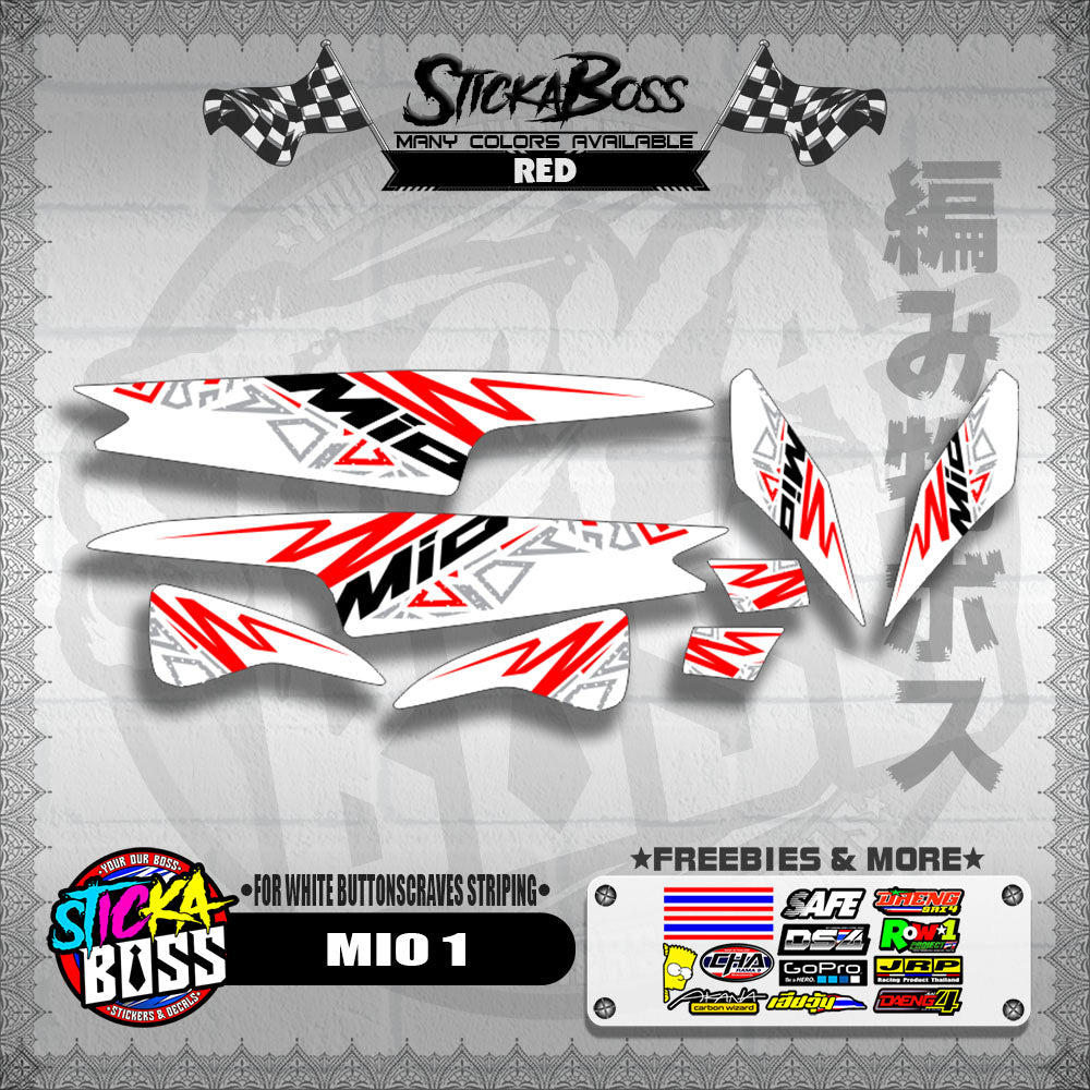 MIO 1 DECALS ( FOR WHITE BUTTONSCRAVES STRIPING )【WITH FREEBIES】