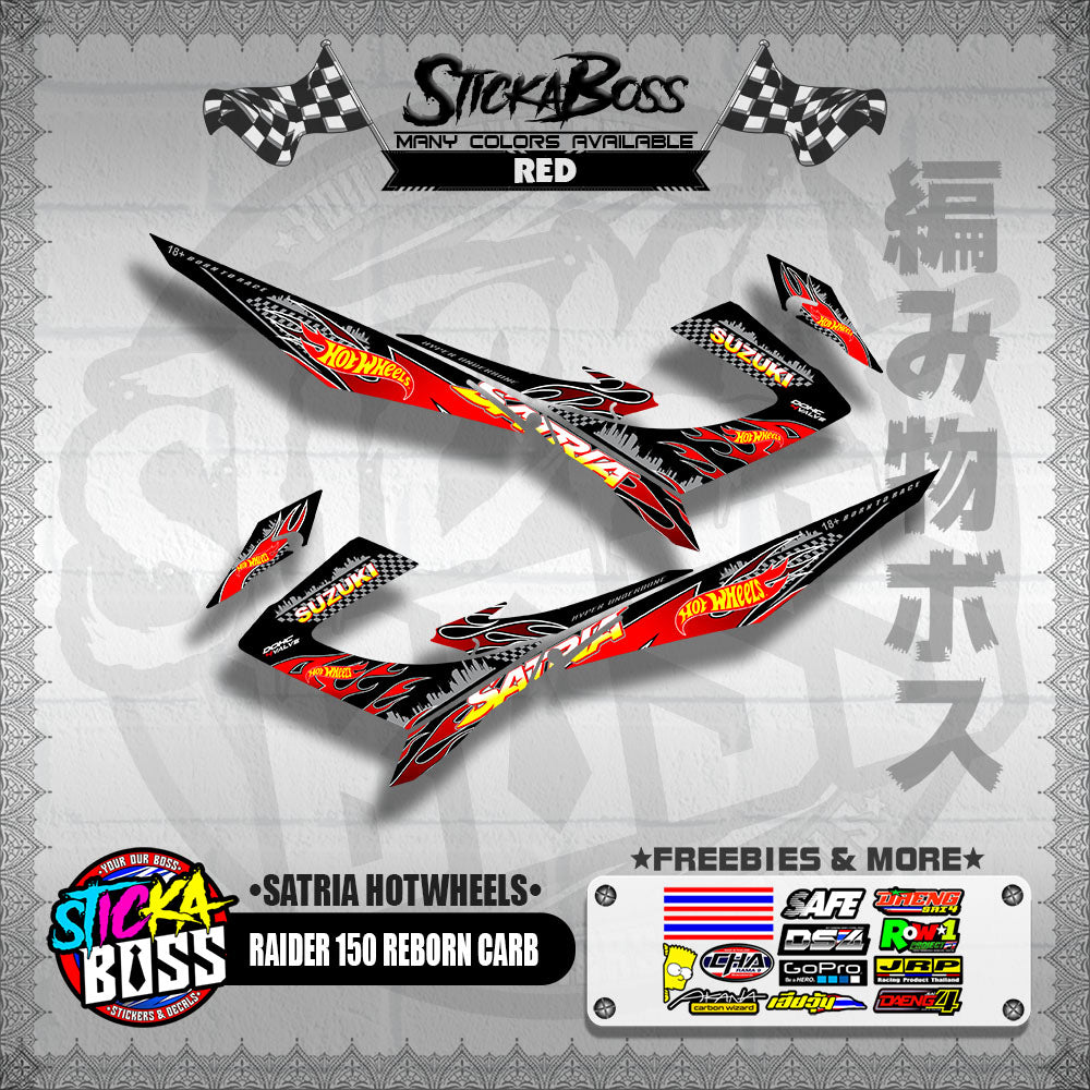 RAIDER 150 REBORN CARB DECALS ( SATRIA HOTWHEELS )【WITH FREEBIES】