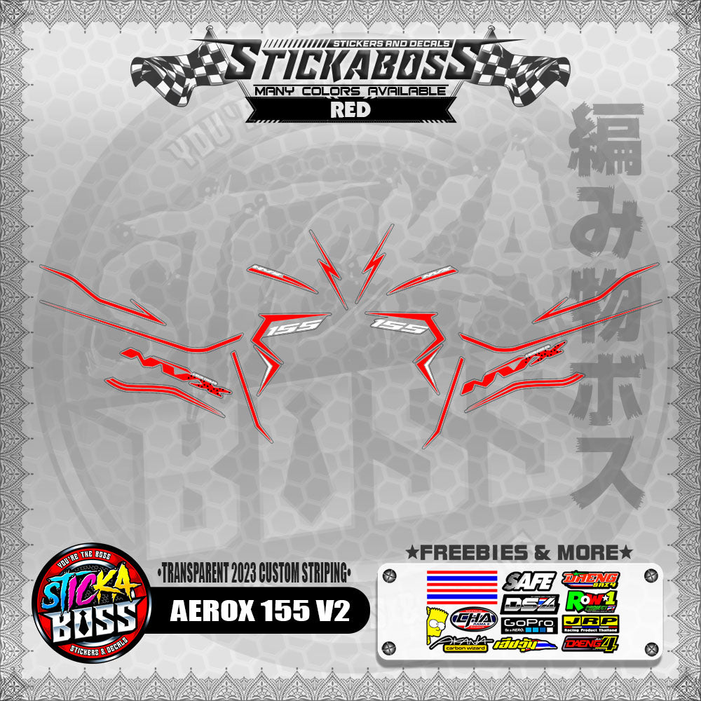 【PREMIUM UV PRINT】TRANSPARENT AEROX 155 V2 STICKER DECALS ( 2023 CUSTOM STRIPING )【WITH FREEBIES】