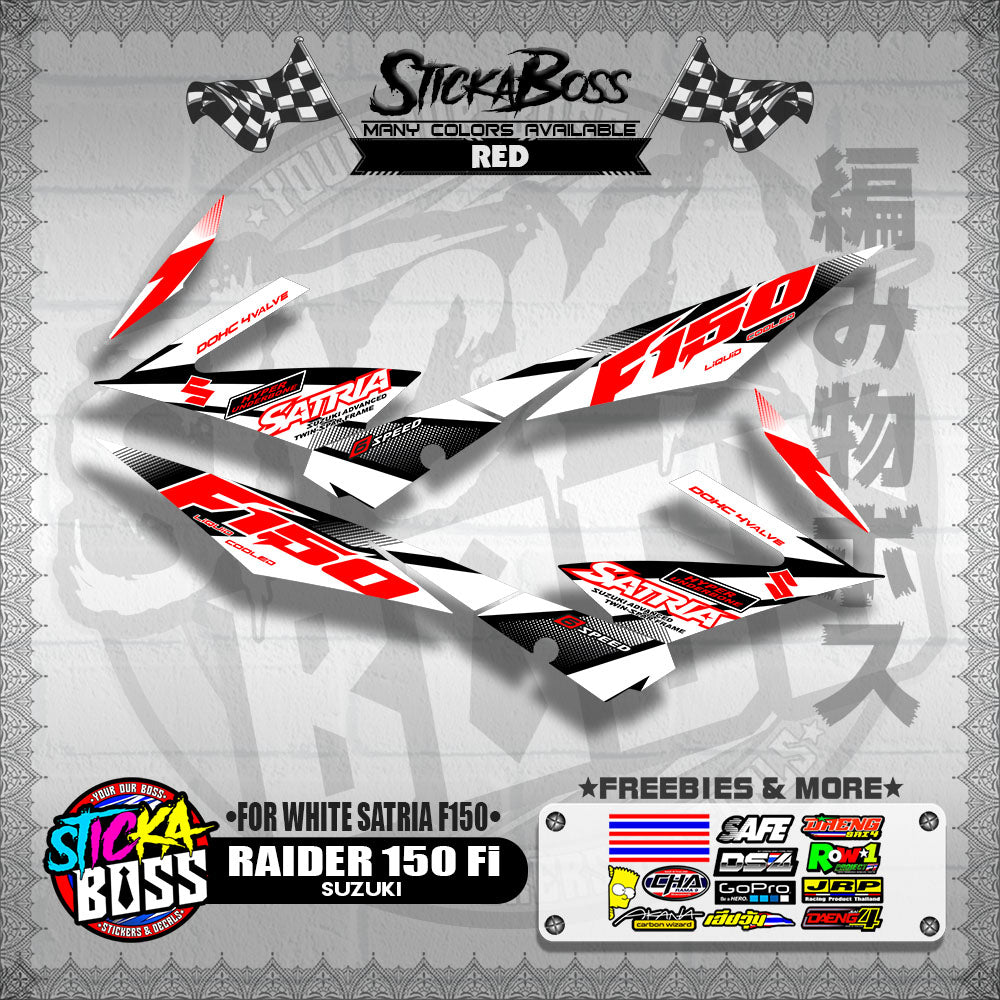 RAIDER 150 Fi STOCK DECAL ( FOR WHITE SATRIA F150 )【WITH FREEBIES】