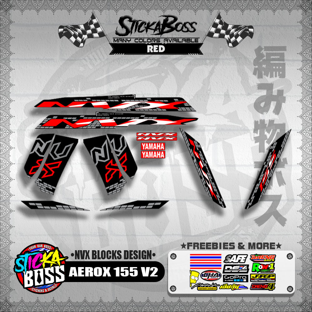 AEROX 155 V2 DECALS ( NVX BLOCKS DESIGN )【WITH FREEBIES】