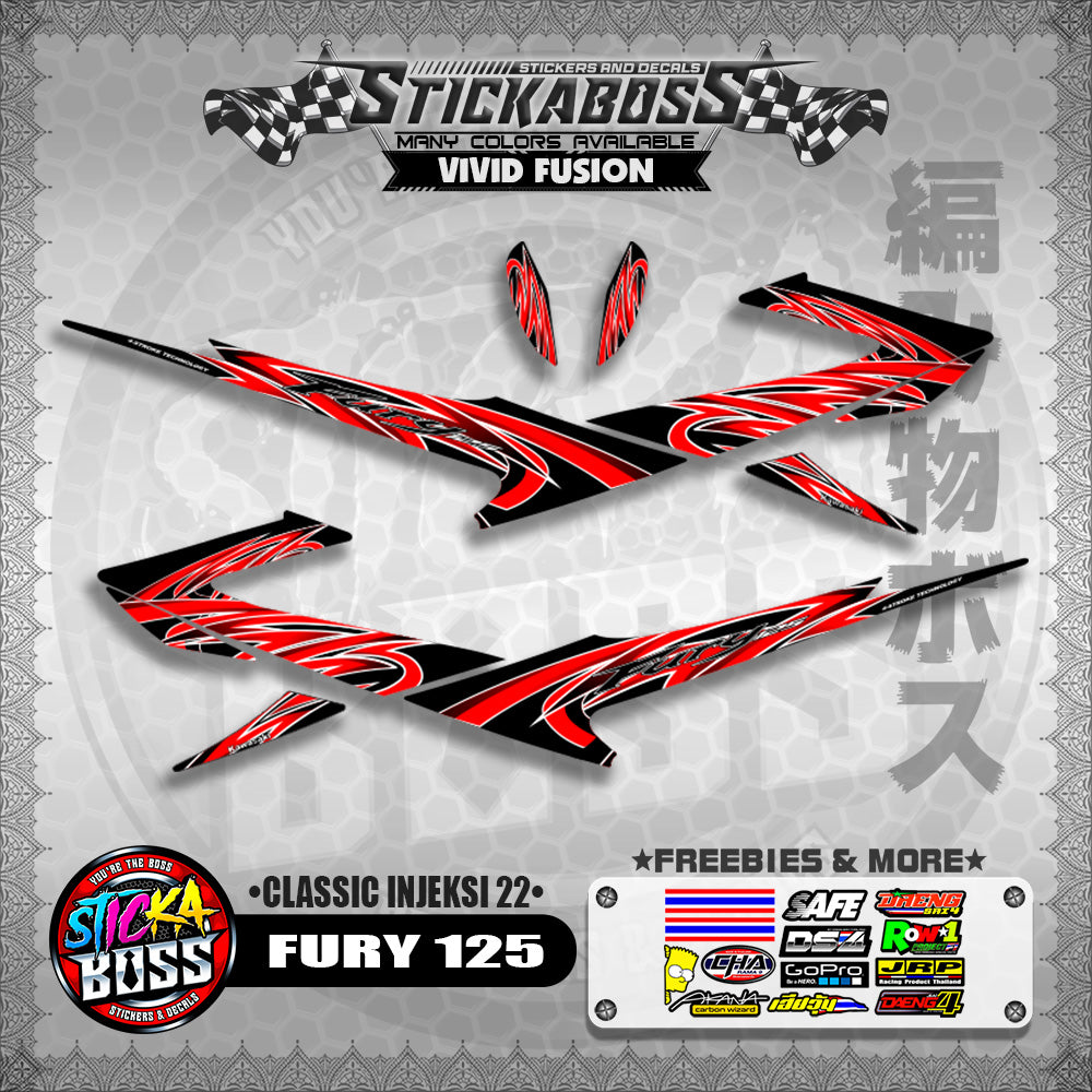 FURY 125 STICKER DECALS ( CLASSIC INJEKSI 22 )【WITH FREEBIES】