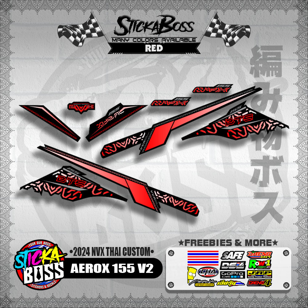 AEROX 155 V2 DECALS ( 2024 NVX THAI CUSTOM )【WITH FREEBIES】