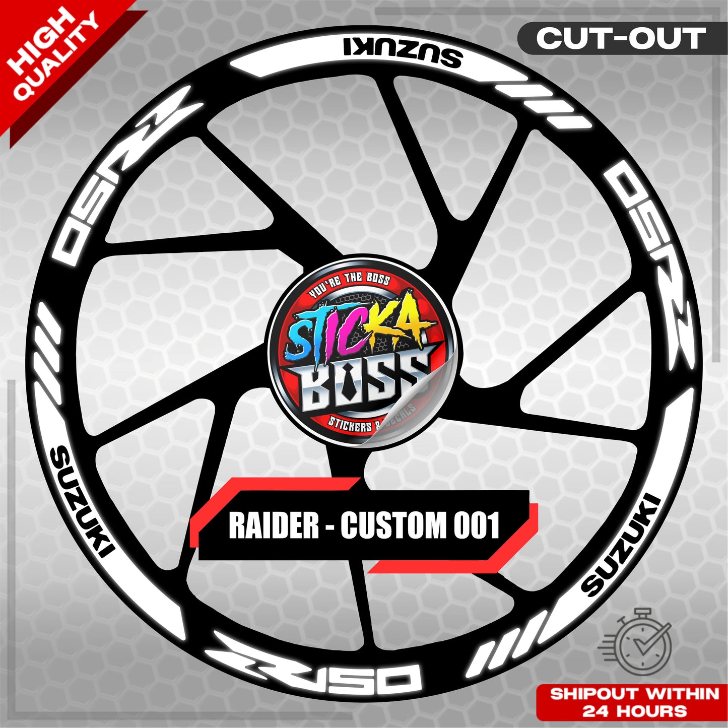 RAIDER R150 MAG STICKER SET ( 2 MAGS ) - CUSTOM 001 | VINYL WATERPROOF CUT-OUT DECALS