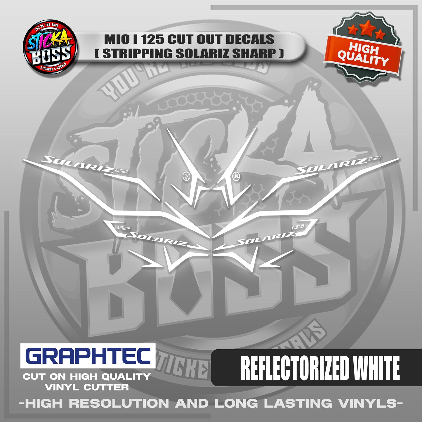 MIO I 125 CUT OUT DECALS ( STRIPPING SOLARIZ SHARP ) | VINYL WATERPROOF CUT-OUT STICKER DECALS