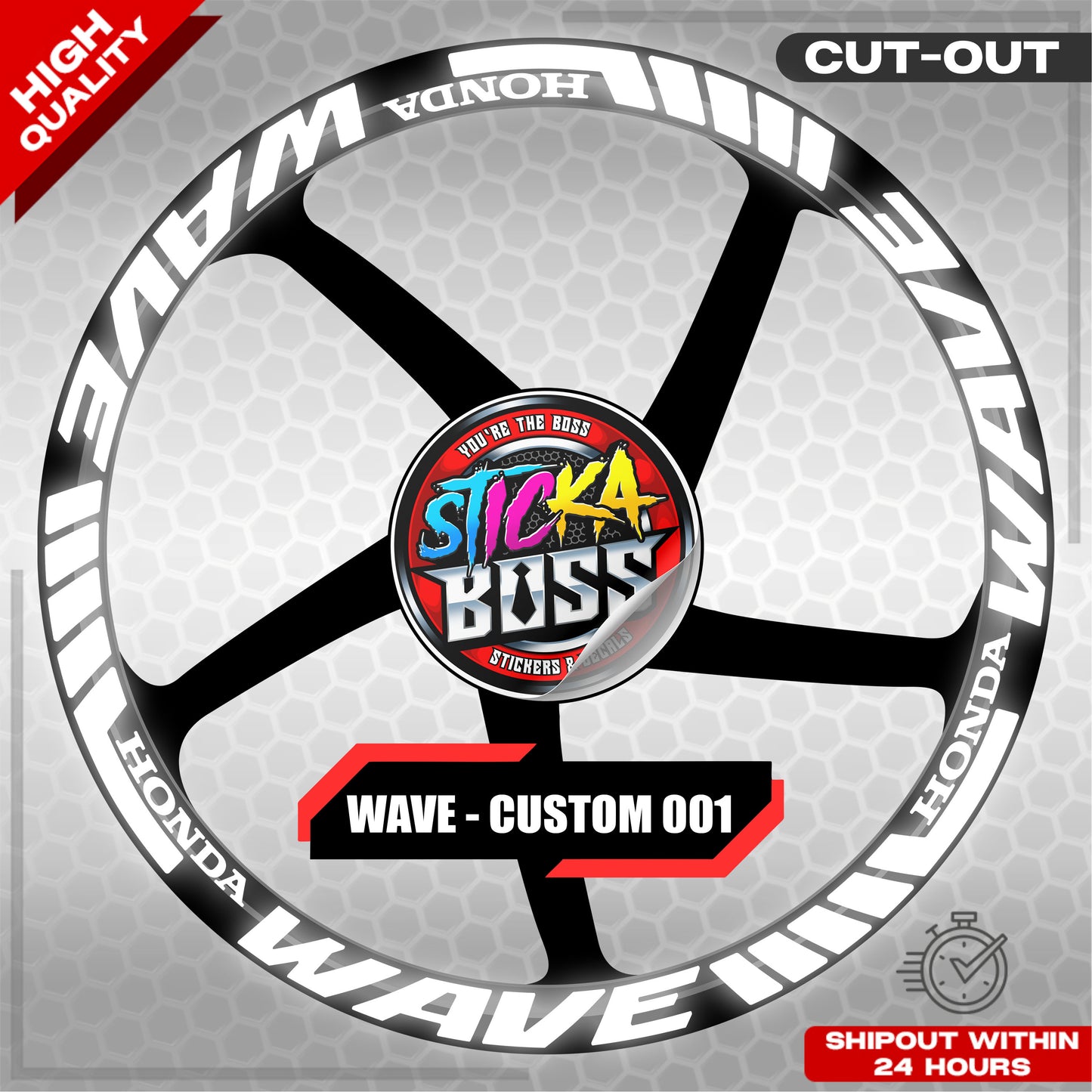 WAVE 110 / 125 MAG STICKER SET ( 2 MAGS ) - CUSTOM 001 | VINYL WATERPROOF CUT-OUT DECALS