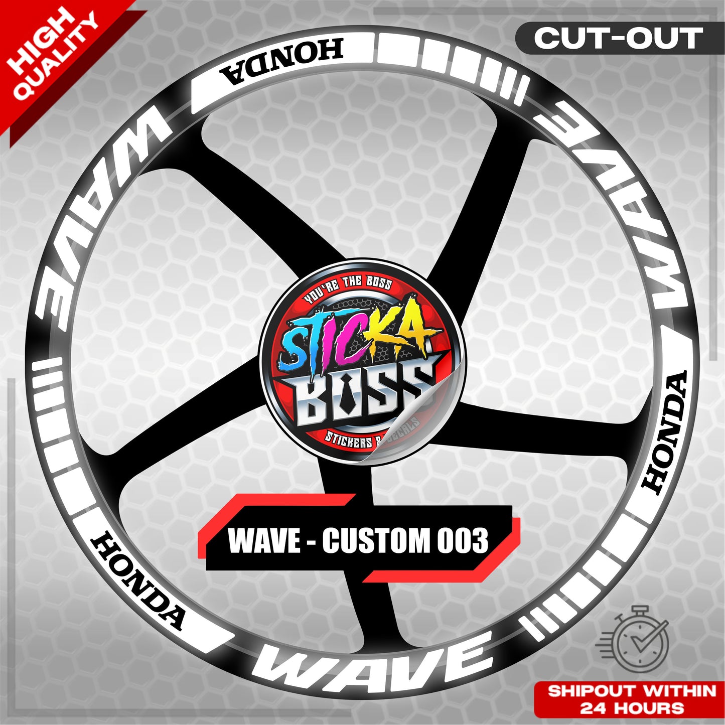 WAVE 110 / 125 MAG STICKER SET ( 2 MAGS ) - CUSTOM 003 | VINYL WATERPROOF CUT-OUT DECALS