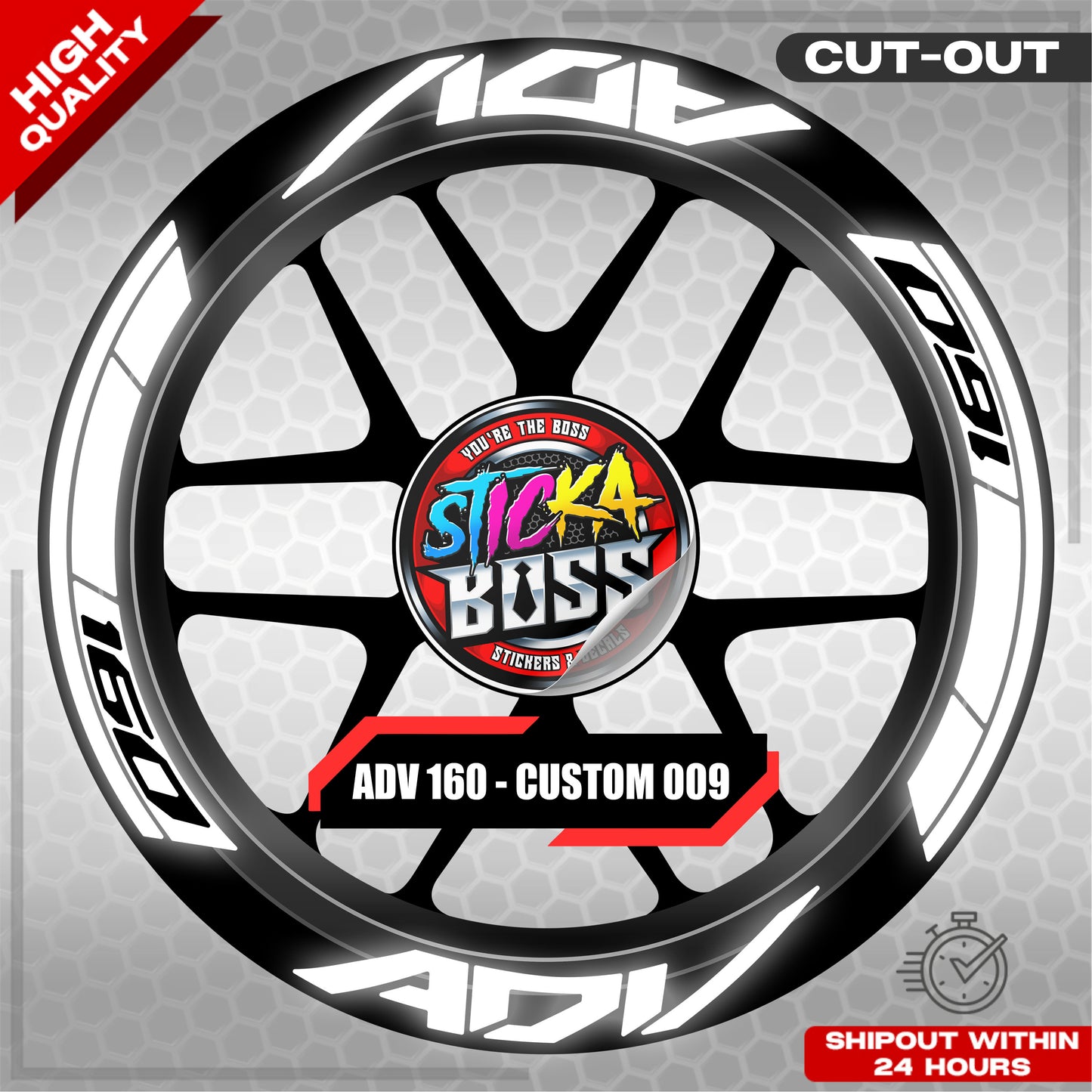 ADV 160 MAG STICKER SET ( 2 MAGS ) - CUSTOM 009 | VINYL WATERPROOF CUT-OUT DECALS