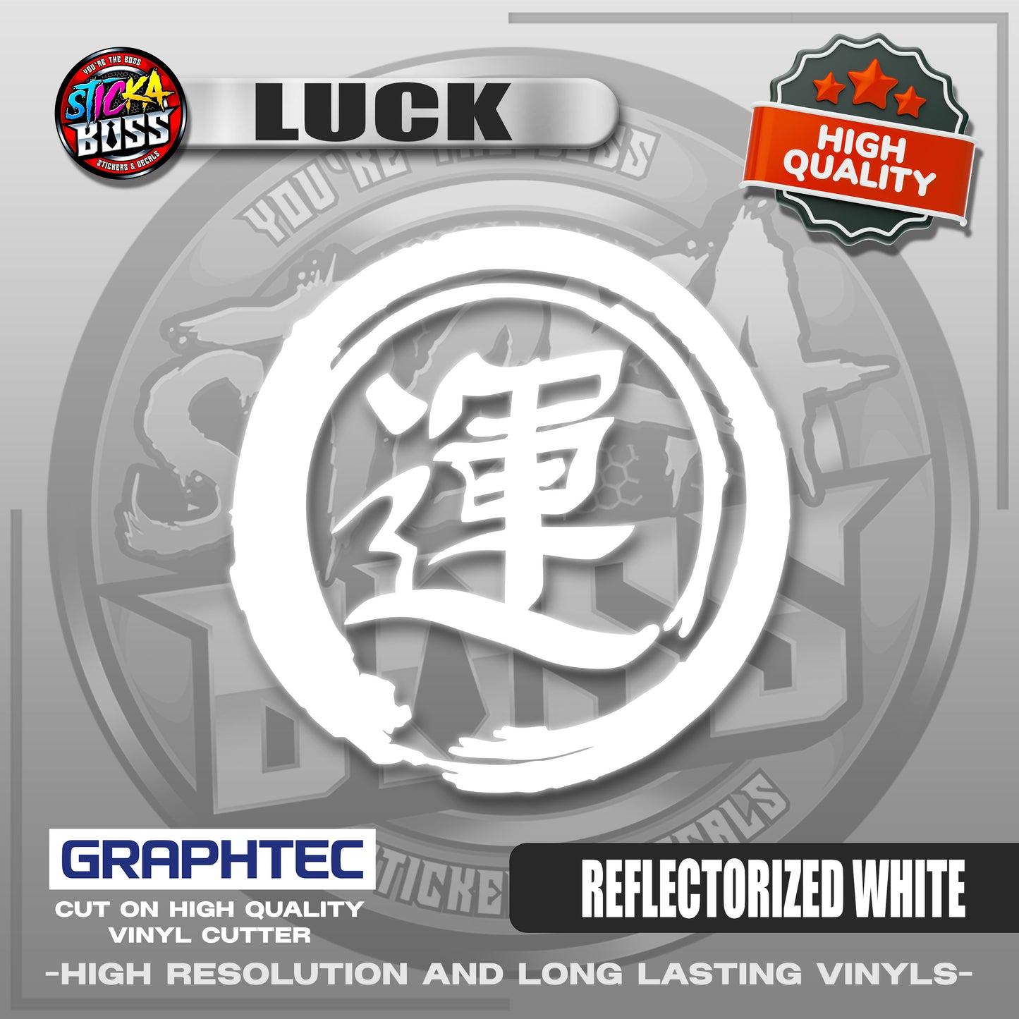 LUCK - JAPANESE KANJI SYMBOL | VINYL WATERPROOF CUT-OUT STICKER DECALS【Stickaboss】