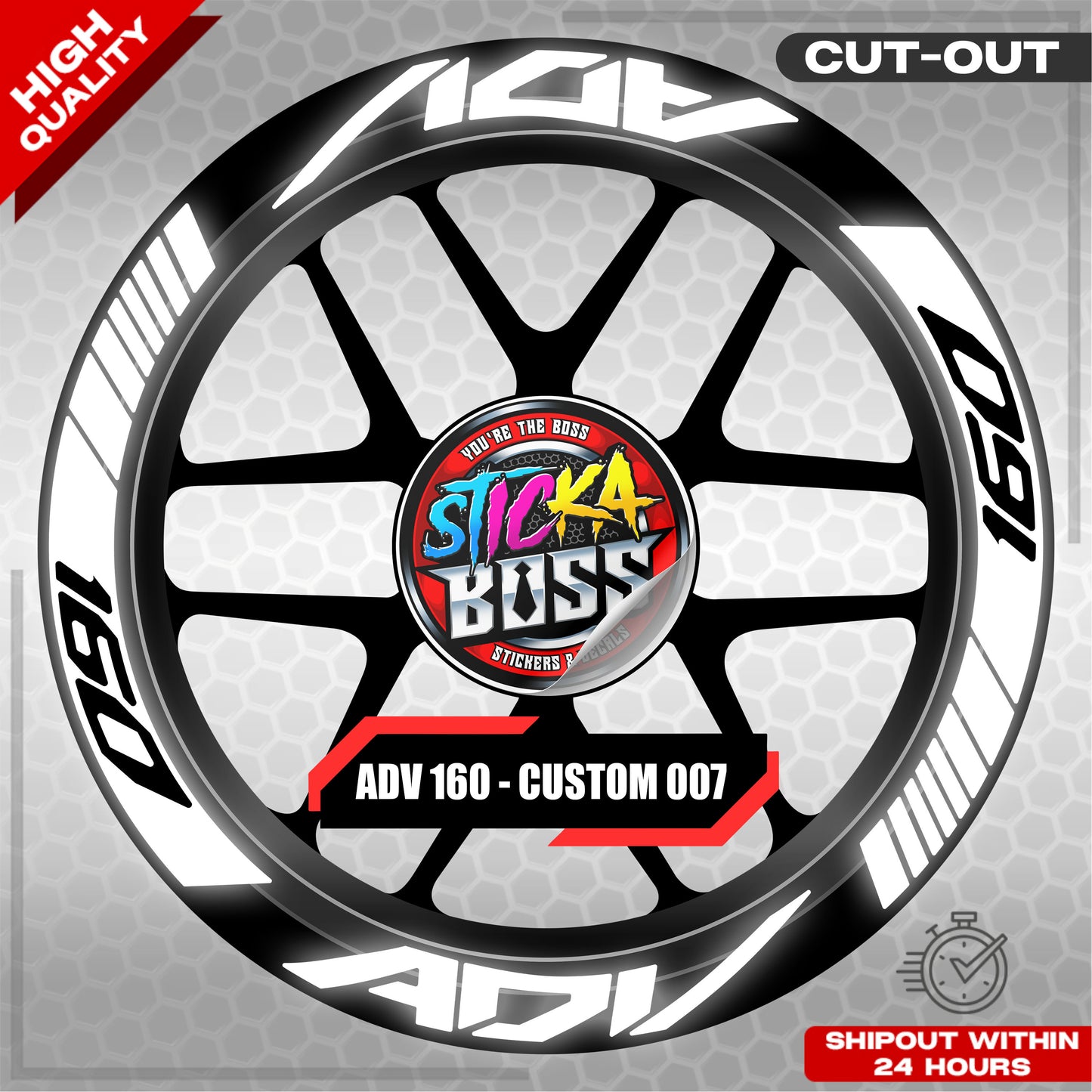 ADV 160 MAG STICKER SET ( 2 MAGS ) - CUSTOM 007 | VINYL WATERPROOF CUT-OUT DECALS