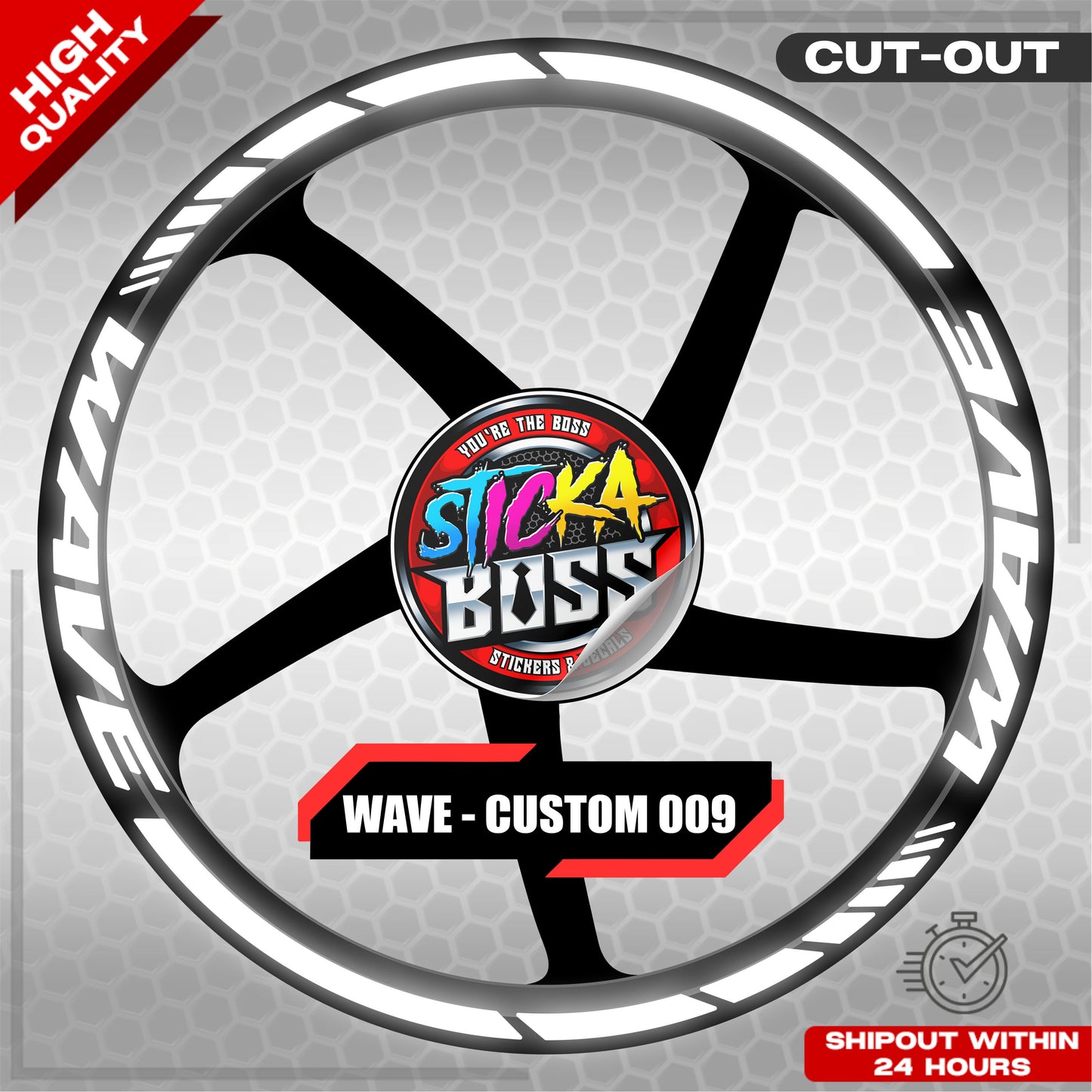 WAVE 110 / 125 MAG STICKER SET ( 2 MAGS ) - CUSTOM 009 | VINYL WATERPROOF CUT-OUT DECALS