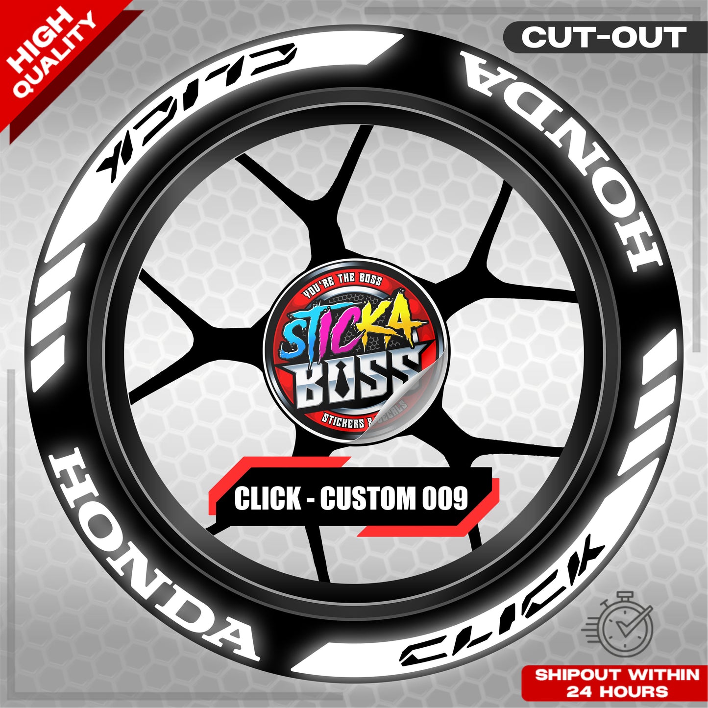CLICK 125 / 150 / 160 MAG STICKER SET ( 2 MAGS ) - CUSTOM 009 | VINYL WATERPROOF CUT-OUT DECALS