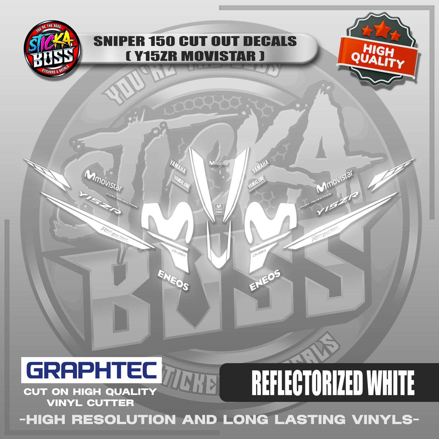 SNIPER 150 CUT OUT DECALS ( Y15ZR MOVISTAR ) | VINYL WATERPROOF CUT-OUT STICKER DECALS