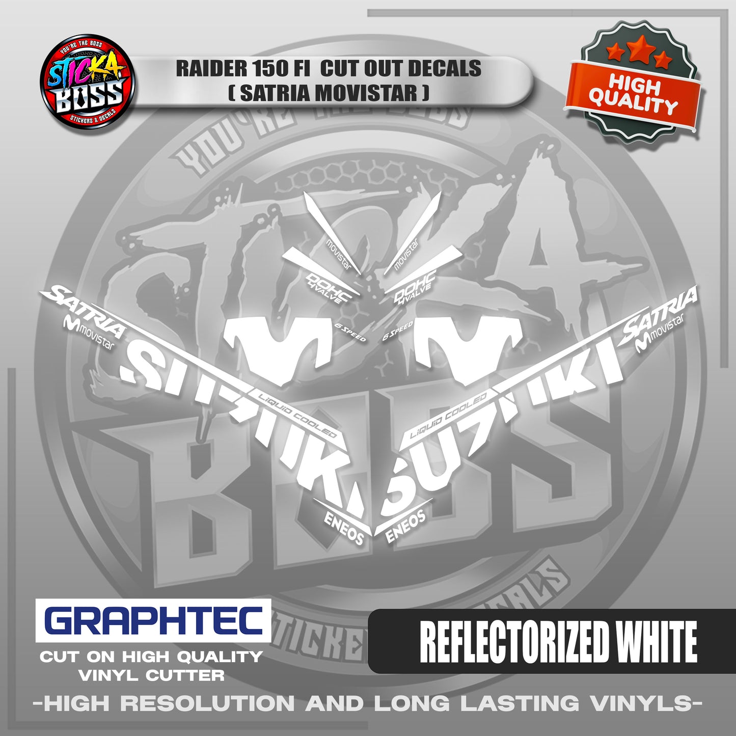 RAIDER 150 FI CUT OUT DECALS ( SATRIA MOVISTAR ) | VINYL WATERPROOF CUT-OUT STICKER DECALS