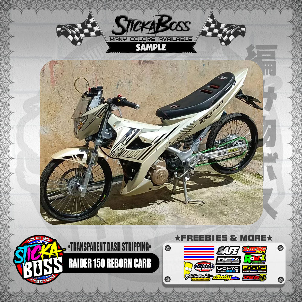 RAIDER 150 REBORN CARB DECALS ( TRANSPARENT DASH STRIPPING )【WITH FREEBIES】